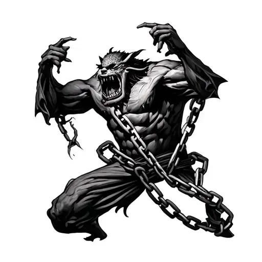 Demon Eating His Chains Wrapped