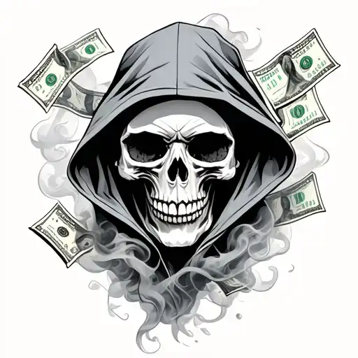 Skull Hood Smoke Money Falling
