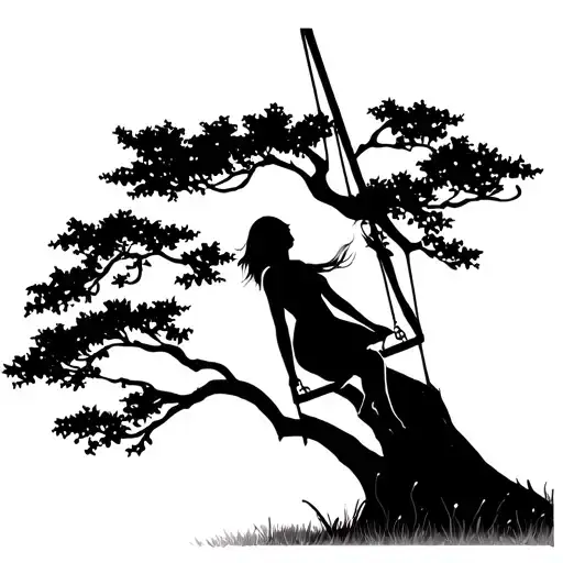 Girl On Tree Swing Minimal