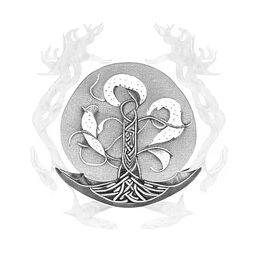 Viking Ship And Tree Of Life