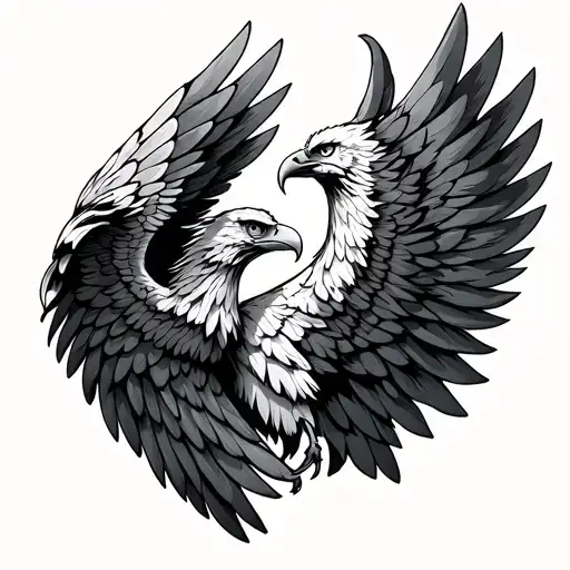 Crypto Sigilism Of Two Headed Eagle Wings Spread