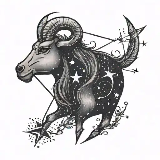 Tiny Unique Shoulder Tattoo Of The Capricorn Star Constellation