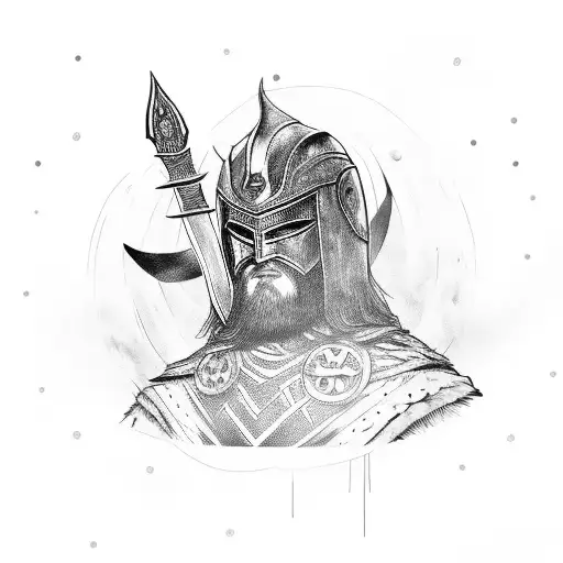 Norse Warrior With A Raven Helmet