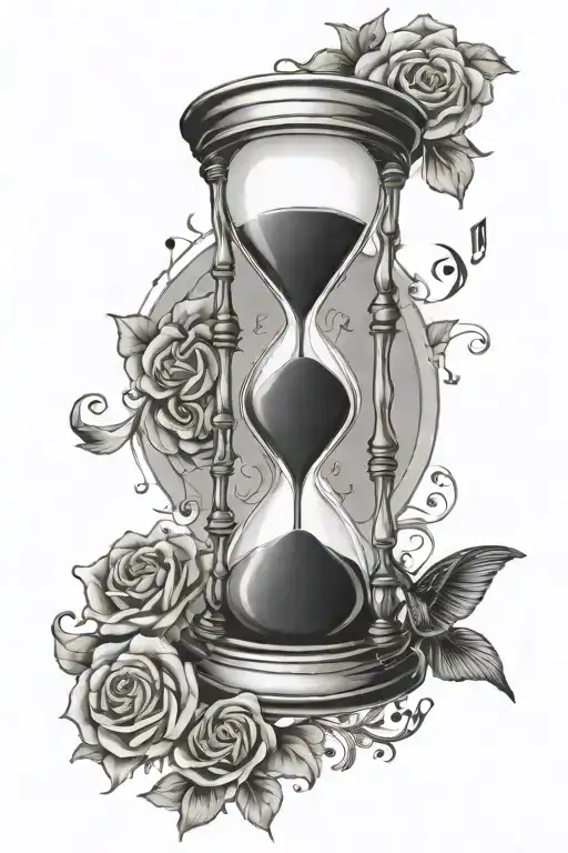 Hour Glass With Music Note Surrounded
