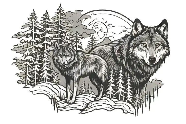 Wolf Mountain Moon Forest
