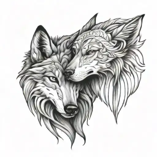 Alpha Omega Wolf Hugging Each Other