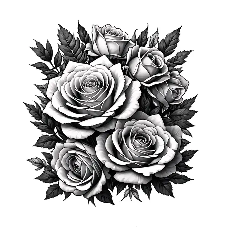 A Detailed Black And Grey Garden Of Roses