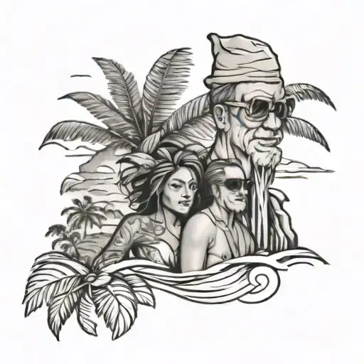 Tropical Island Dad And Daughter