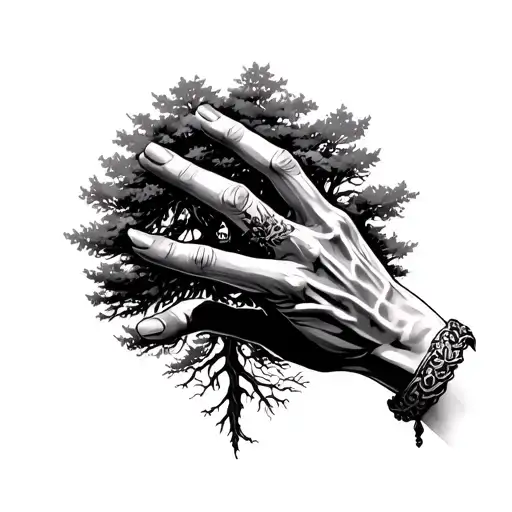 Tree Powerful Hand With Bracelet From