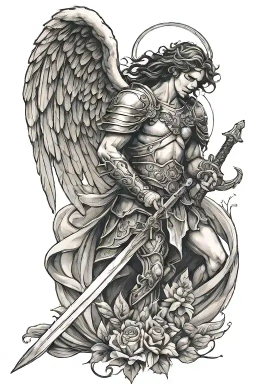 Guardian Angel With Broken Armor And A Sword Masculine Arm