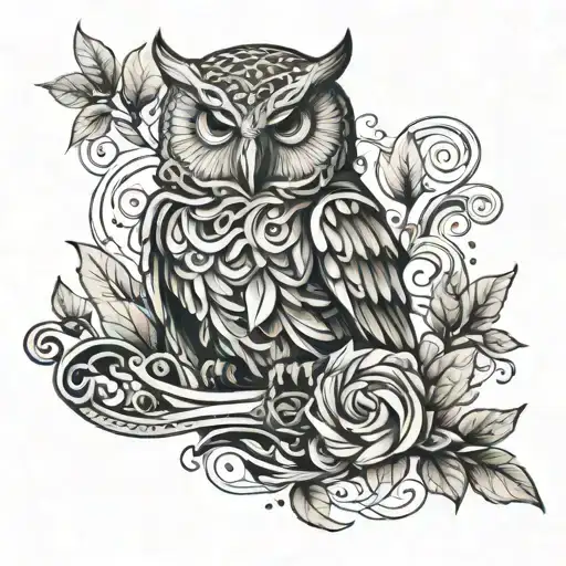 An Intricate Design Of A Magic Wand Intertwined With Coffee Beans And Owls