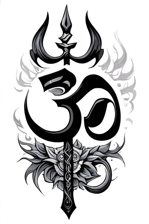 Om Symbol With Mahadevs Trishul Trident