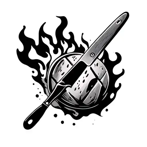 Cook Goal With Spatula And Knife On Fire