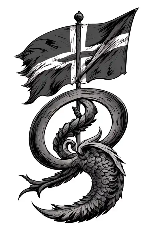 Hermine And Breton Flag Circle Triskel Sign