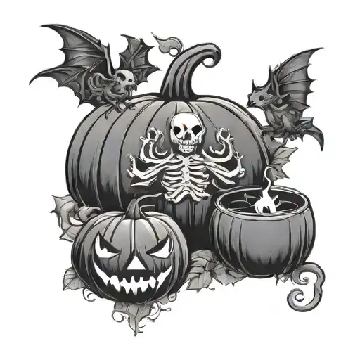 Halloween Scene Pumpkin Chest