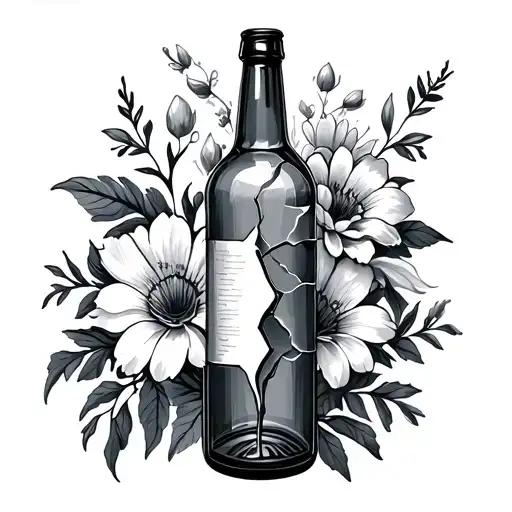 Flowers And Broken Bottle
