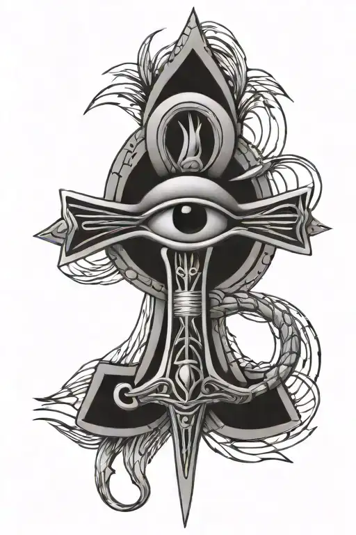 Egyptian Ankh Symbol With Eye Of Ra
