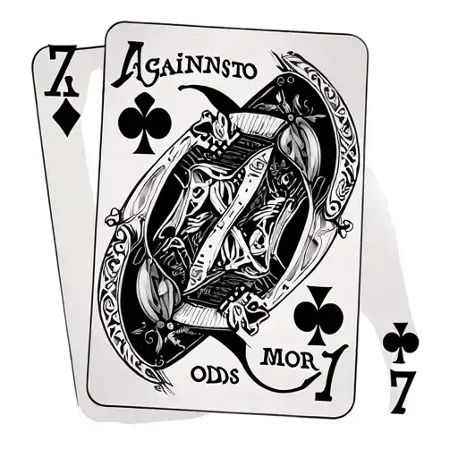7 Spades 2 Diamonds Playing Card With The Words Against All Odds And Memento Mori