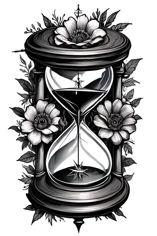 Hourglass And Compass Floral Sleeve