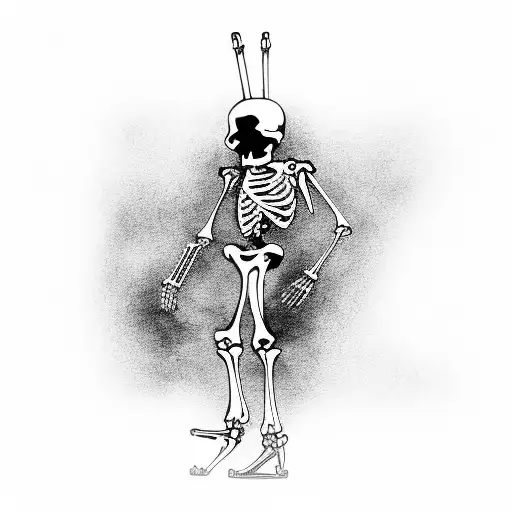 Skeleton Walking Away In Dessert Sceen