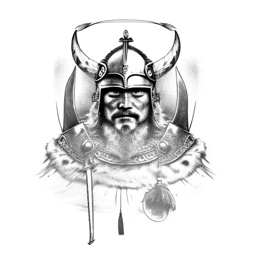 Viking Warrior With A Raven Helmet