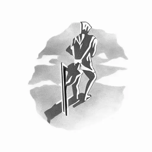 Broken Black Figure Emerging From A Dark Room Into A Bright Cross