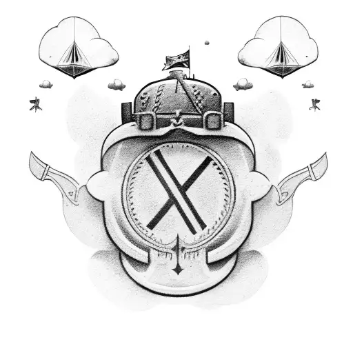 Commando Parachutiste Descending From The Sky With Viking Runes In The Background