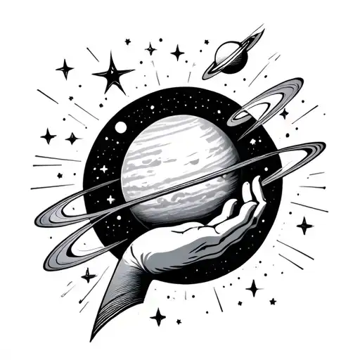 Gods Hand Reaching Down But Stars And Planets In Outer Space Is His Fingerprint