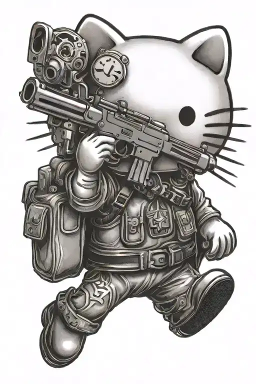 Hello Kitty Holding A Gun