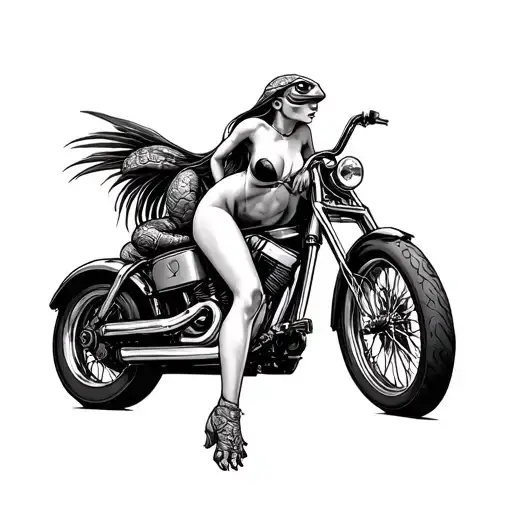 Sexy Female Turtle Riding A Motorcycle