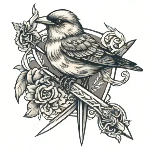 Bird Holding X Swords Crossed