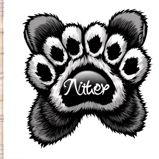 Cat Paw Print Name Under Saying Mittens