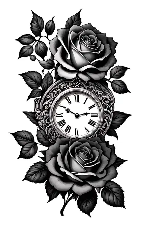 Roses With Clock Inside