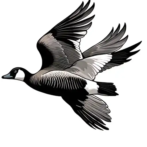 One Line Goose Flying Across