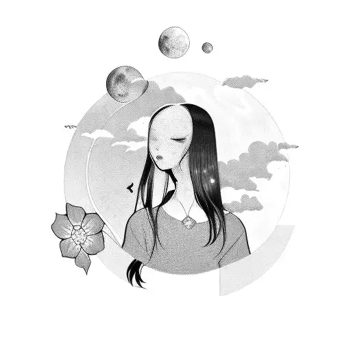 Girl On Swing Moon Flowers Sleev