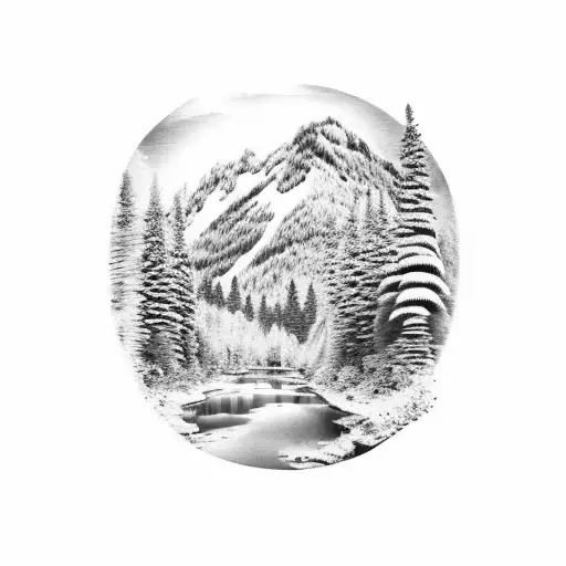 A Realistic Black And Grey Landscape Of A Smoky Mountain Range