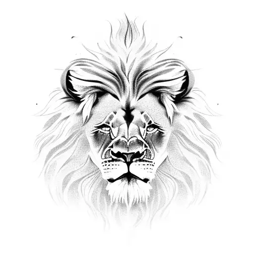 Lion Head With Flowing Main