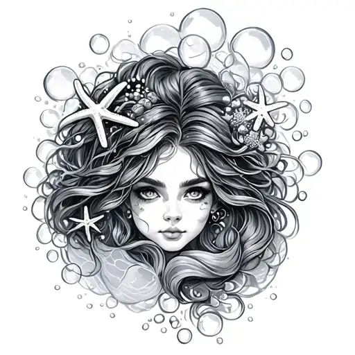 Mermaid Face Bubbles Starfish