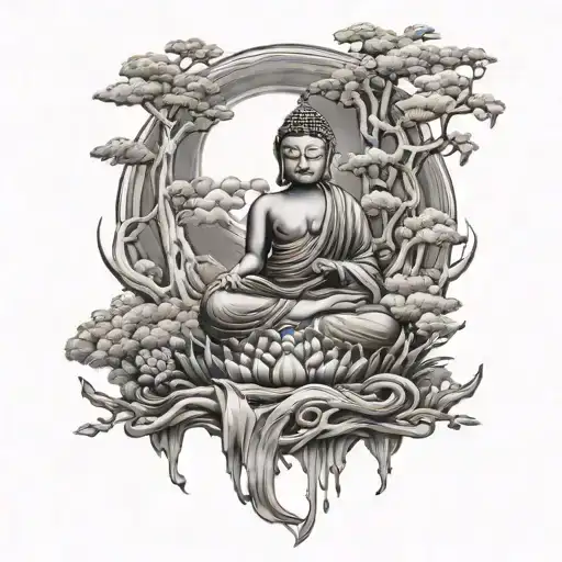 Dark Buddhist Nature Scene