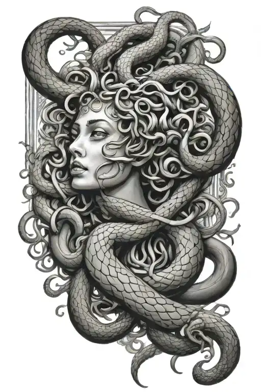 Medusa And Snakes Turn Into Vine Wrapping