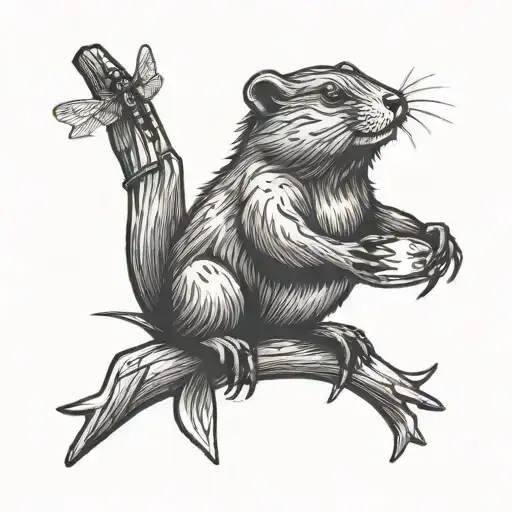 Beaver And Dragonfly Sun Shining