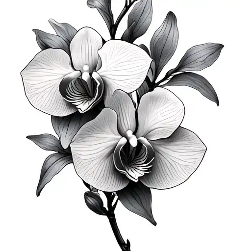 Fine Line Tattoo Shoulder Piece With Orchids