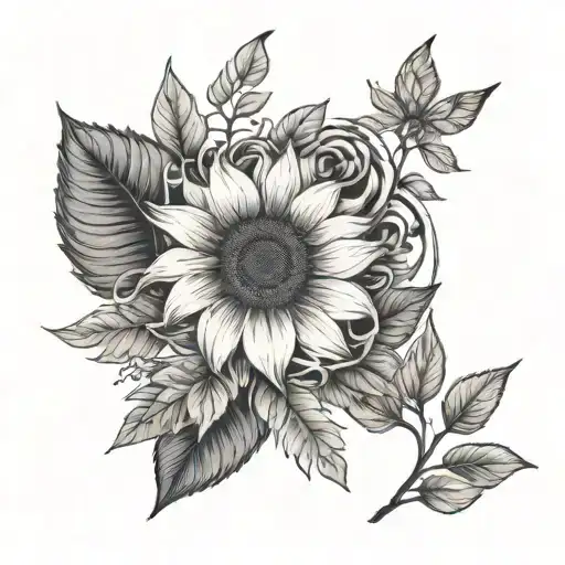 Sunflower Black Rose Lily Fern