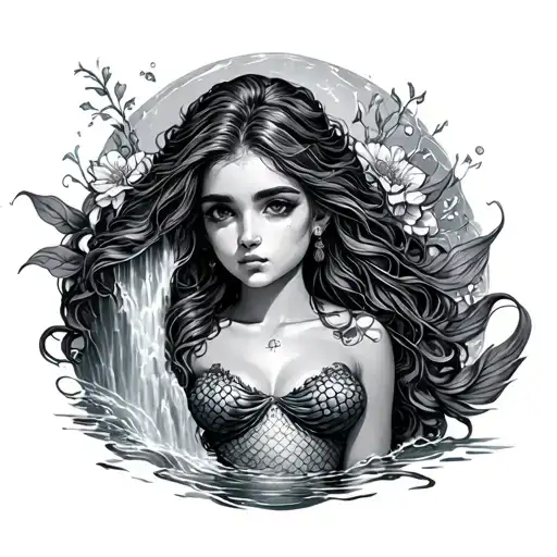 Mermaid And Waterfall