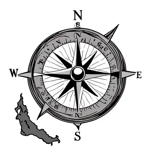 Map Of Guyana With Compass Intertwined
