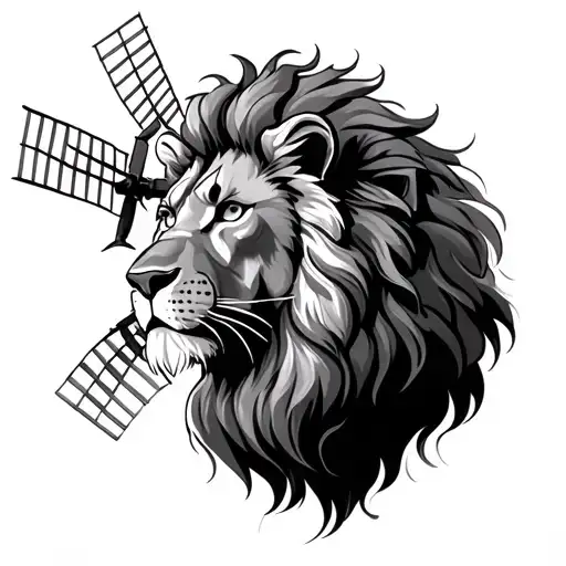 Lion With Windmill Surrounded