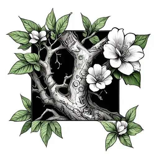 Money Tree And Flowers