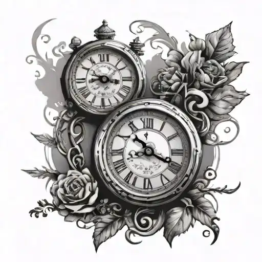 Old Clocks And Roman Numerals Representing Important Dates