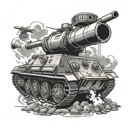 A Military Tank With Speakers Blasting Rock Music