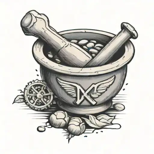 Mortar And Pestle With Rx Symbol